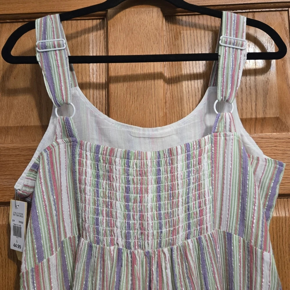 LINDA ANDERSON Summer Stripe Tiered Sun Dress size LARGE - Picture 5 of 10